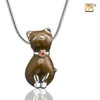 Pendant Princess Cat Bronze Enamel Rhodium Plated with Topaz Swarovski Crystal