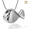 Pendant Fish Rhodium Plated Two Tone with Clear Crystal
