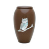 Owl Mother of Pearl Brown Urn
