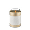 Pearl White and Brushed Gold Tealight Keepsake Cremation Urn