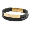 Bronze and Black Triple Band Leather Bracelet