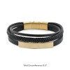 Bronze and Black Triple Band Leather Bracelet