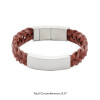 Pewter and Brown Braided Leather Bracelet