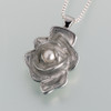 Pewter Rose w/ Pearl Pendant