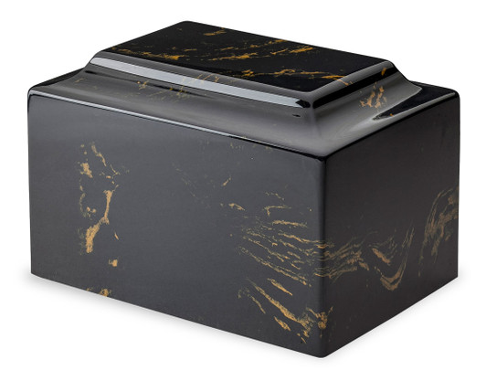 Classic Black/Gold Cultured Marble Urn