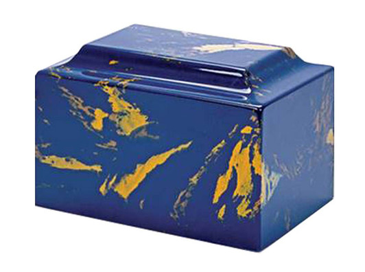 Classic Blue/Gold Cultured Marble Urn