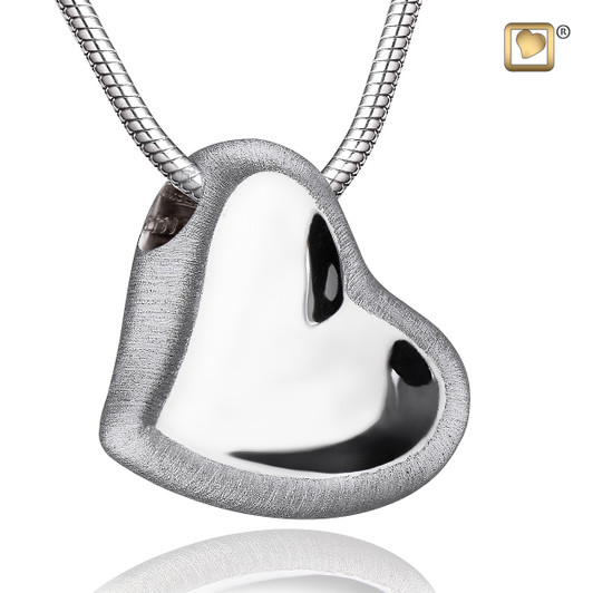 Pendant Leaning Heart Rhodium Plated Two Tone
