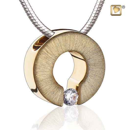 Pendant Omega Gold Vermeil Two Tone with Clear Crystal