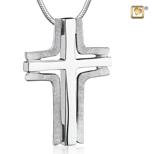Pendant Cross Elegant Rhodium Plated Two Tone
