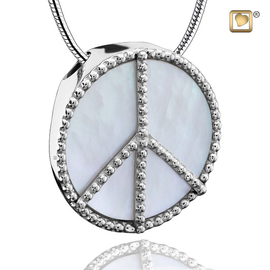 Pendant Peace Mother of Pearl Rhodium Plated