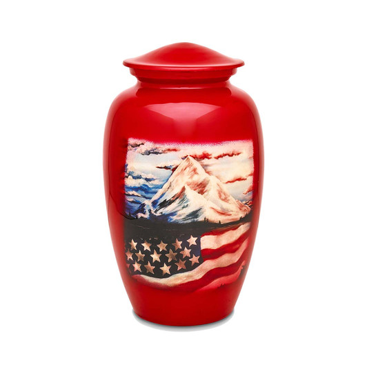 Patriots Peak Red Hand Painted Urn