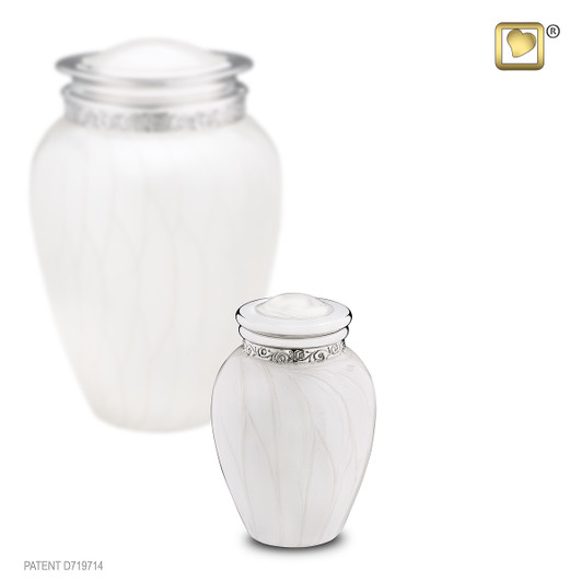 Blessing Pearl White & Silver Keepsake Urn