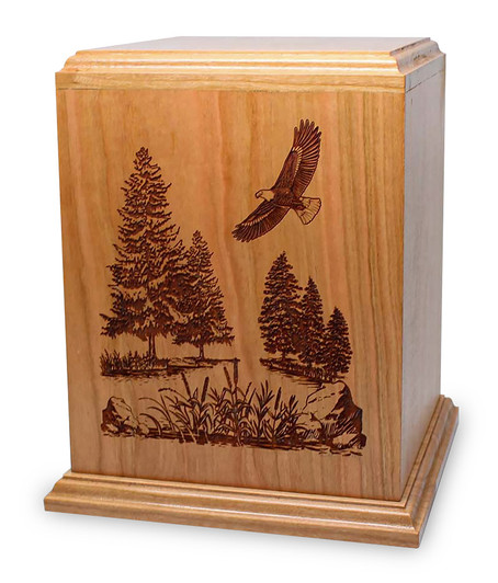 Bald Eagle Engraved Cherry Cremation Urn