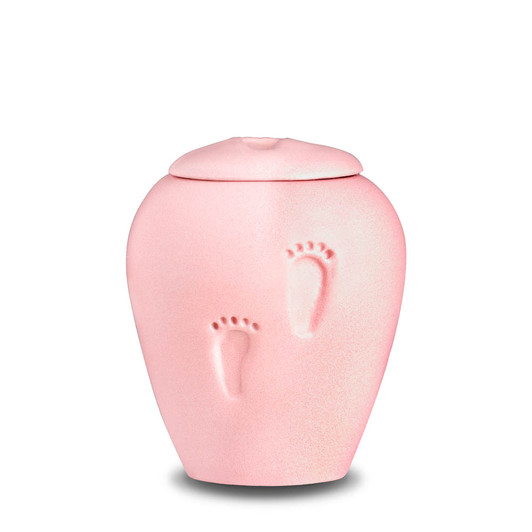 Petal Pink Baby Footprints Eco Pigment Child Cremation Urn