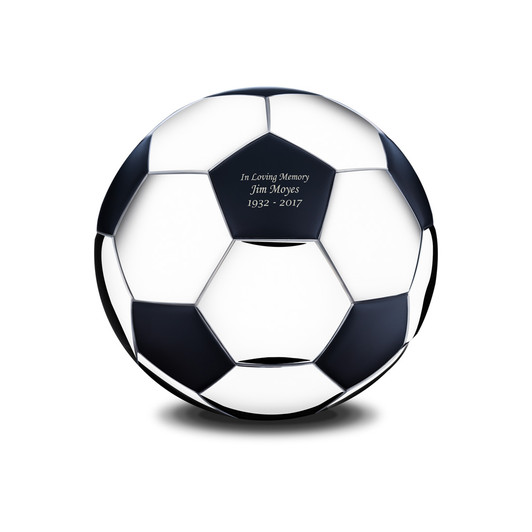 Soccer Ball Cremation Urn - Matt Black and Polished Silver 