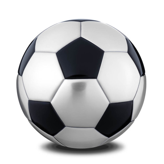 Matt Black and Brushed Pewter Football Standard Adult Cremation Urn