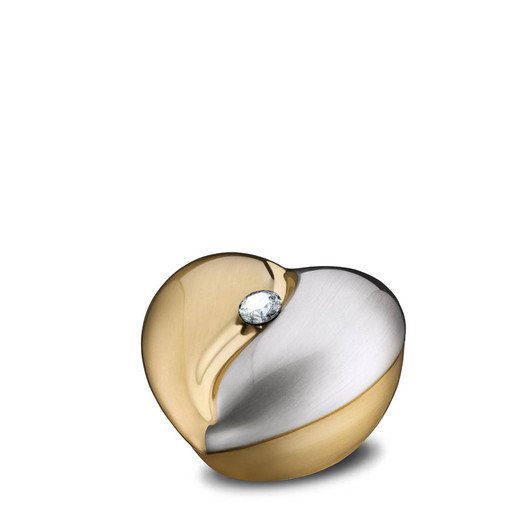 Brushed Gold With Crystal HeartFelt Keepsake Cremation Urn