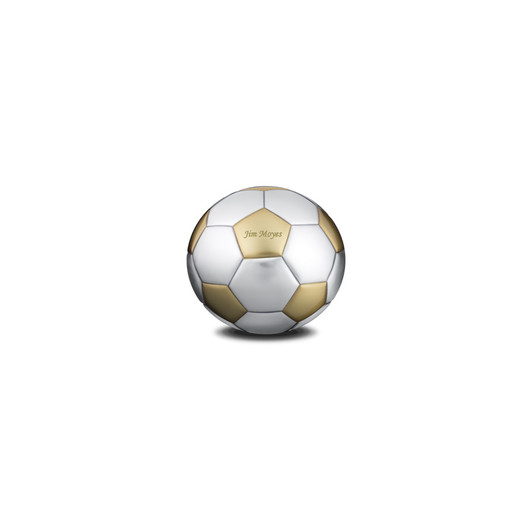 Soccer Ball Keepsake Urn - Brushed Gold and Brushed Pewter