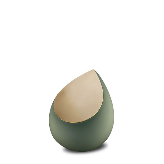 Sage Green and Brushed Gold Drop Keepsake Cremation Urn