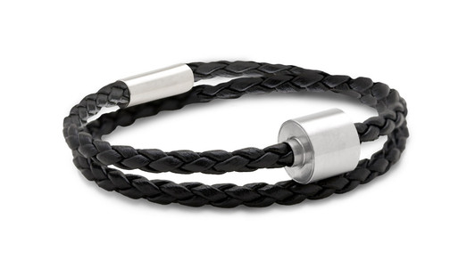Memento Braided Leather Bracelet With Brushed Ashes Bead