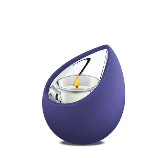 Navy and Polished Silver Drop Tealight Keepsake Cremation Urn