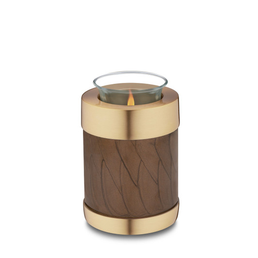Pearl Bronze and Brushed Gold Tealight Keepsake Cremation Urn