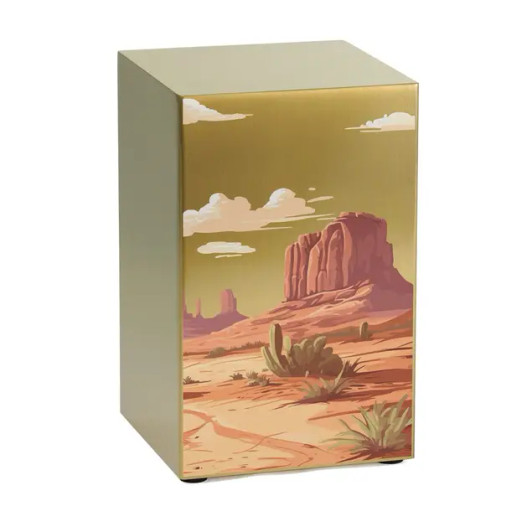 Life Canvas Desert Landscape Bronze Urn
