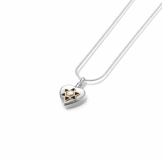 Sterling Silver Heart Pendant w/ 14K Star of David Insert
