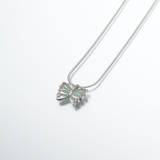 Sterling Silver Butterfly Pendant with Enameled Wings