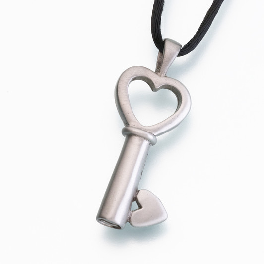 White Bronze Key to My Heart Pendant