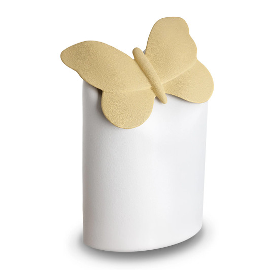 Paradise Butterfly White and Yellow Cremation Urn