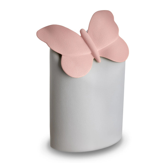 Paradise Butterfly Silver Grey and Pink Cremation Urn