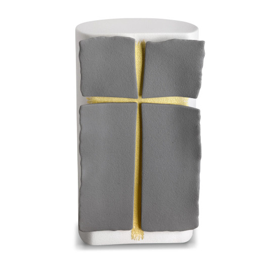 Holy Cross Silver Grey and White Cremation Urn
