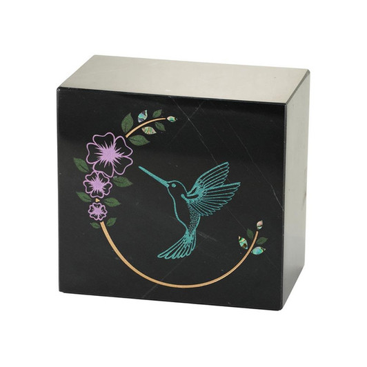 Monumental Memorials Hummingbird Teal Black Urn