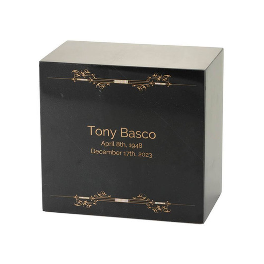 Monumental Memorials Scroll Gold Black Urn