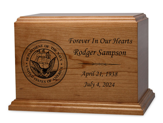 Navy Dexter Solid Cherry Cremation Urn