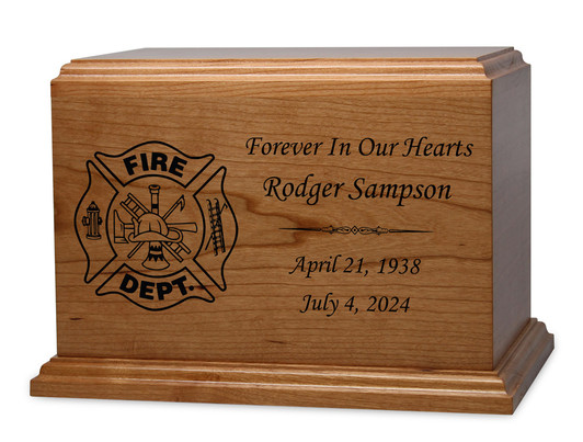 Fire Department Dexter Solid Cherry Cremation Urn
