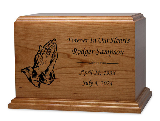 Praying Hands Dexter Solid Cherry Cremation Urn