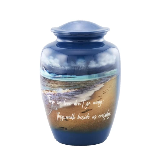 Footprints in the Sand Hand Painted Urn