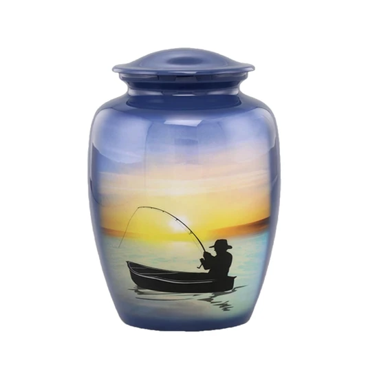 Sunrise Fisherman Hand Painted Urn