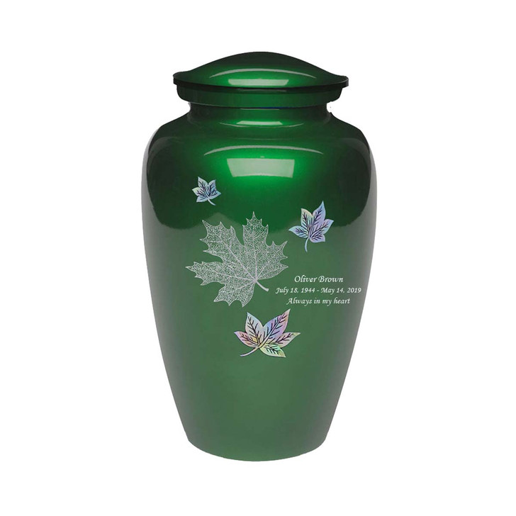 Exquisite Mother of Pearl Leaves Green Urn