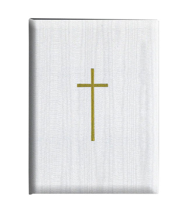 White Silk with Gold Cross Register Book