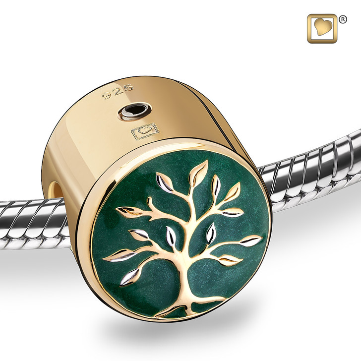 Tree of Life Enamel Gold Vermeil Two Tone Cremation Bead