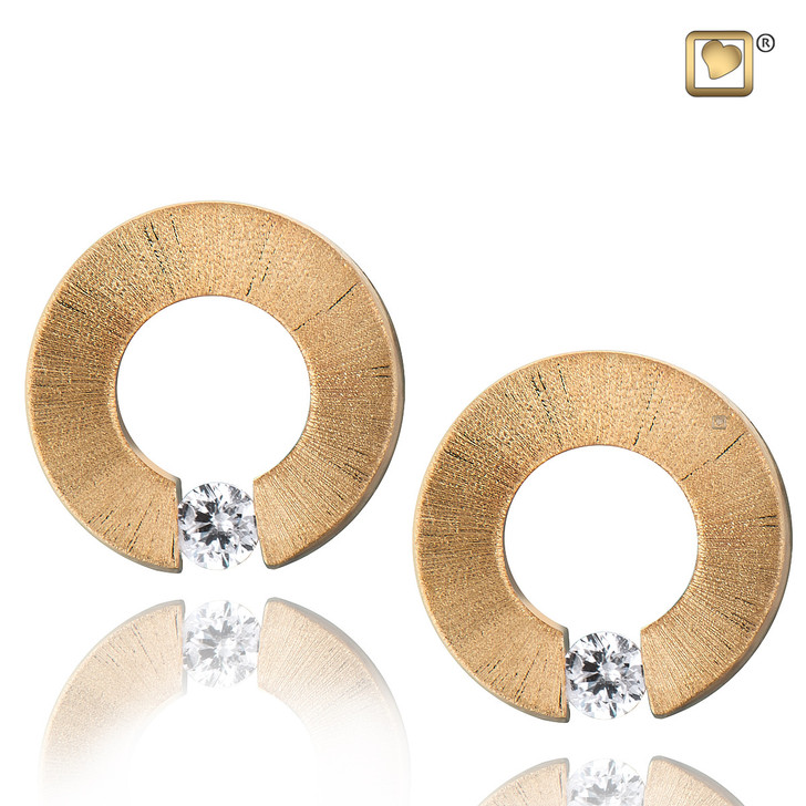 Omega Gold Vermeil Two Tone with Clear Crystal Earrings