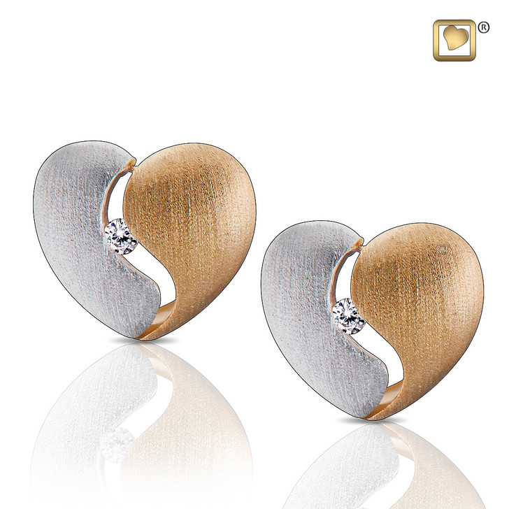 Heartfelt Gold Vermeil Two Tone with Clear Crystal Earrings