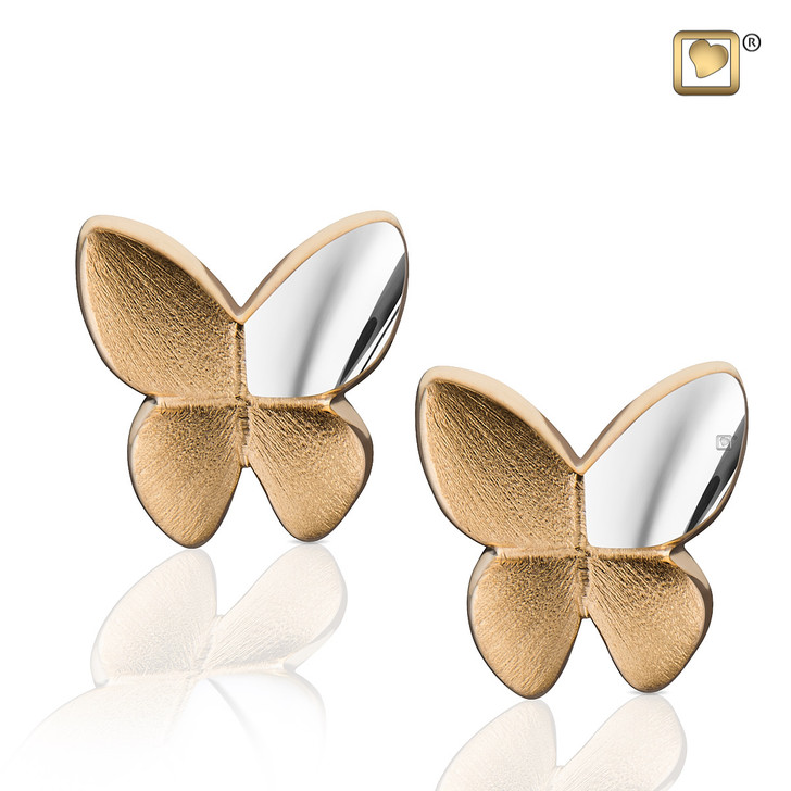 Butterfly Gold Vermeil Two Tone Earrings