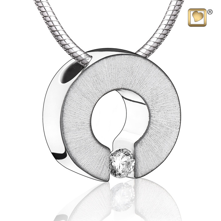 Pendant Omega Rhodium Plated Two Tone with Clear Crystal