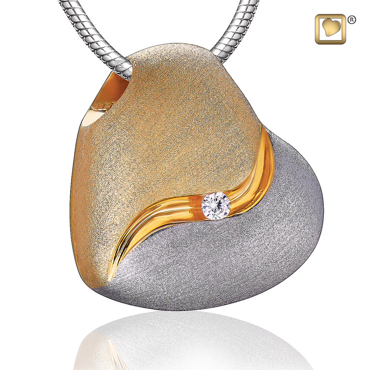 Pendant Heartfelt Gold Vermeil Two Tone with Clear Crystal