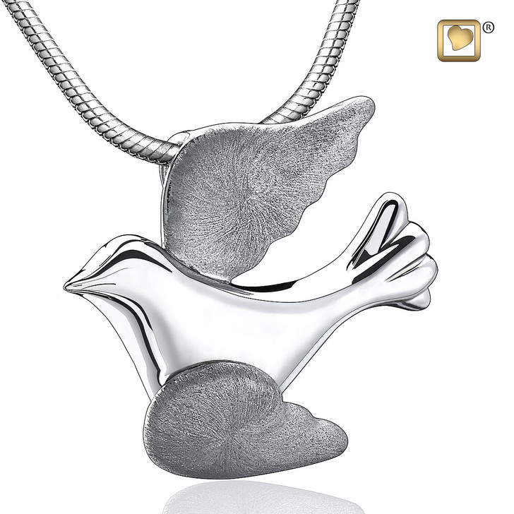 Pendant Flying Dove Rhodium Plated Two Tone