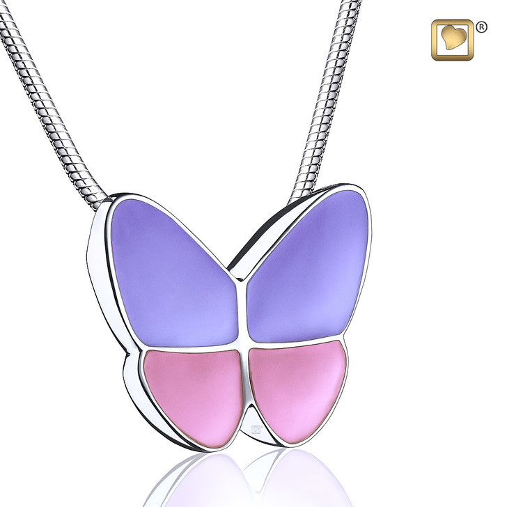 Pendant Wings of Hope Lavender Enamel Rhodium Plated